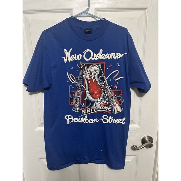 Vintage Bourbon Street T-Shirt Mens L New Orleans - Puffy Letters - Picture 1 of 5